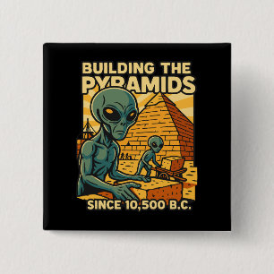Badge Carré 5 Cm Aliens Construction Pyramides Pyramides Constructi