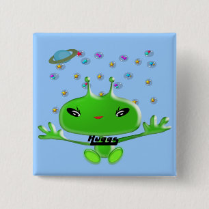 Badge Carré 5 Cm Aliens Huggs