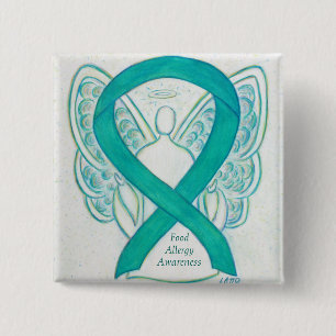 Badge Carré 5 Cm Alimentation Allergie Sensibilisation Angel Vert R