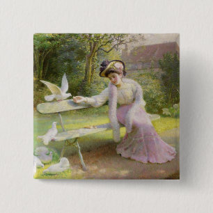 Badge Carré 5 Cm Alimentation des colombes