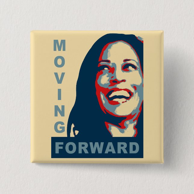 Badge Carré 5 Cm ALLER DE L'AVANT - Kamala Harris pour le président (Devant)