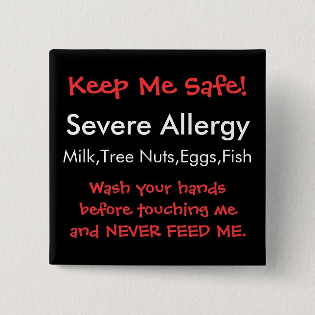 Badge Carré 5 Cm Allergie grave (Devant)