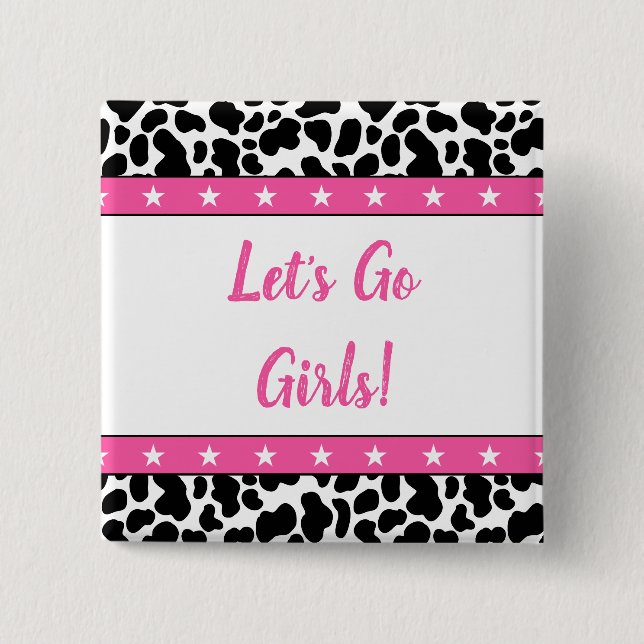 Badge Carré 5 Cm Allons-y Filles Disco Cowgirl Bachelorette Party (Devant)
