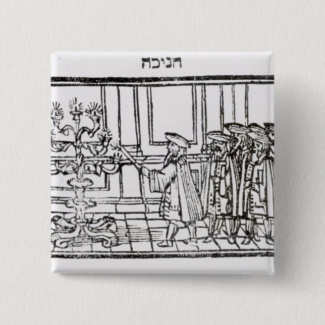 Badge Carré 5 Cm Allumage du Menorah (Devant)