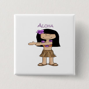 Badge Carré 5 Cm Aloha fille