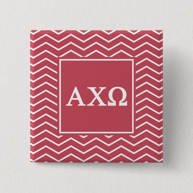 Badge Carré 5 Cm Alpha motif d'Omega | Chevron de Chi (Devant)