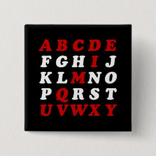 Badge Carré 5 Cm Alphabet anglais