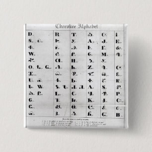 Badge Carré 5 Cm Alphabet cherokee, Lithography de Pendelton '