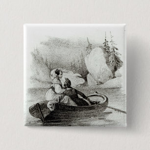 Badge Carré 5 Cm Alphonse de Lamartine et Elvire