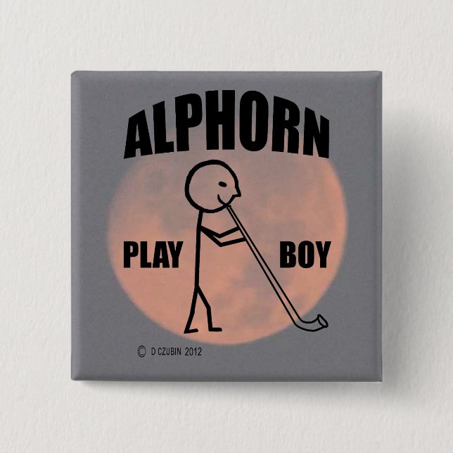 Badge Carré 5 Cm Alphorn Play Boy (Devant)