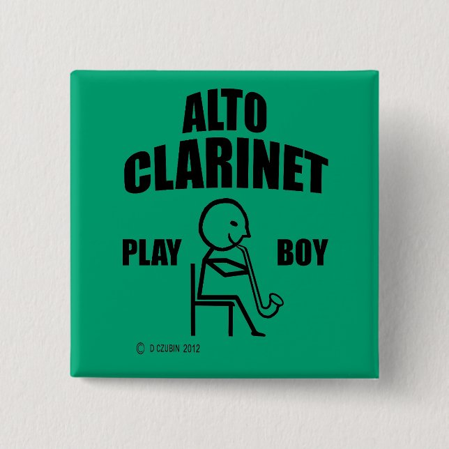 Badge Carré 5 Cm Alto Clarinet Jouer Garçon (Devant)