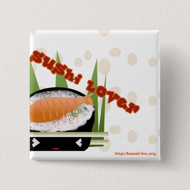 Badge Carré 5 Cm Amant de sushi (Devant)