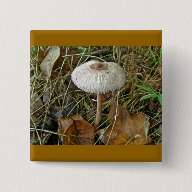 Badge Carré 5 Cm Amante de champignons de parasol blanc (Devant)