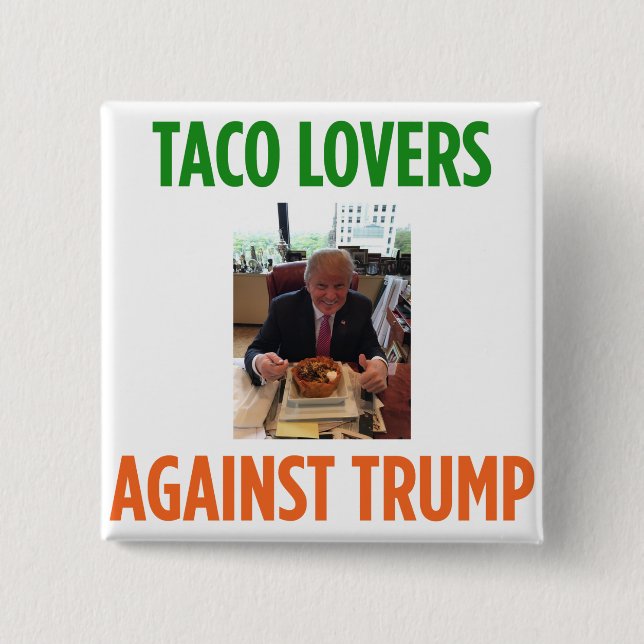 Badge Carré 5 Cm Amants de taco contre l'atout - bouton (Devant)