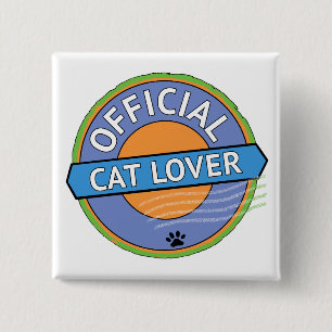 Badge Carré 5 Cm Amateur de chats officiel