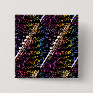 Badge Carré 5 Cm Amateur de flûte#1_