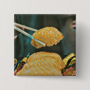 Badge Carré 5 Cm Amateur de sushi asiatique