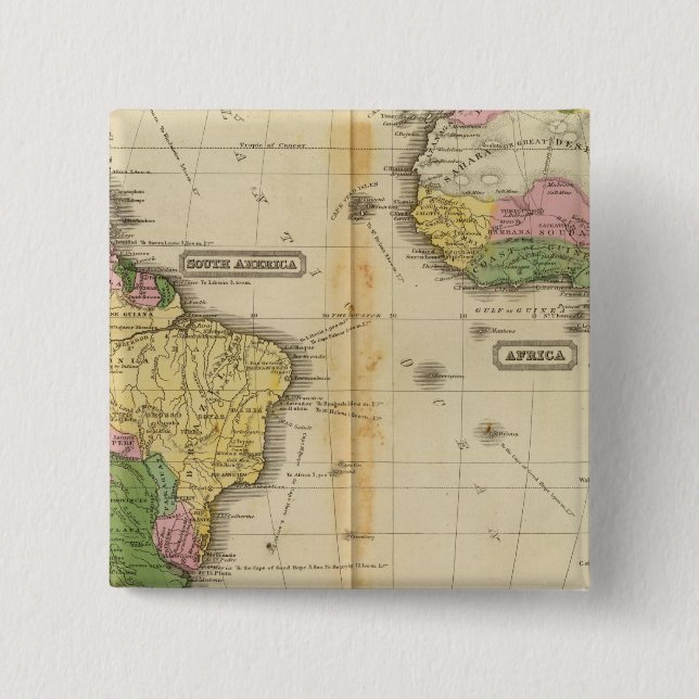 Badge Carré 5 Cm Amérique du Sud, Afrique (Devant)