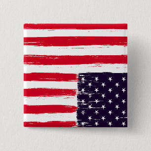 Badge Carré 5 Cm Amérique en détresse à l'envers Drapeau