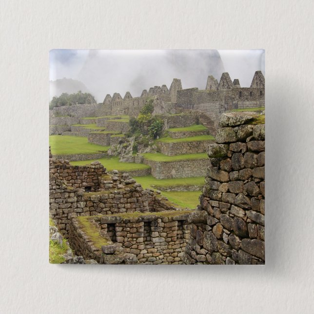 Badge Carré 5 Cm Amériques, Pérou, Machu PIcchu. L'ancien (Devant)