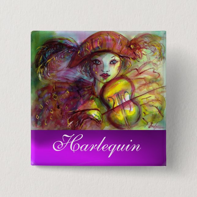 Badge Carré 5 Cm AMéthyste pourpre de HARLEQUIN (Devant)