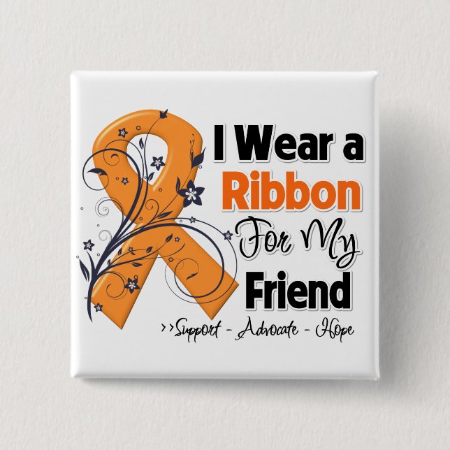 Badge Carré 5 Cm Ami - Ruban Leukemia (Devant)