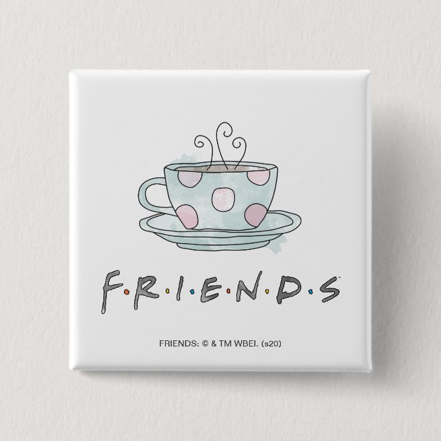 Badge Carré 5 Cm AMIS™ | Aquarelle de café (Devant)