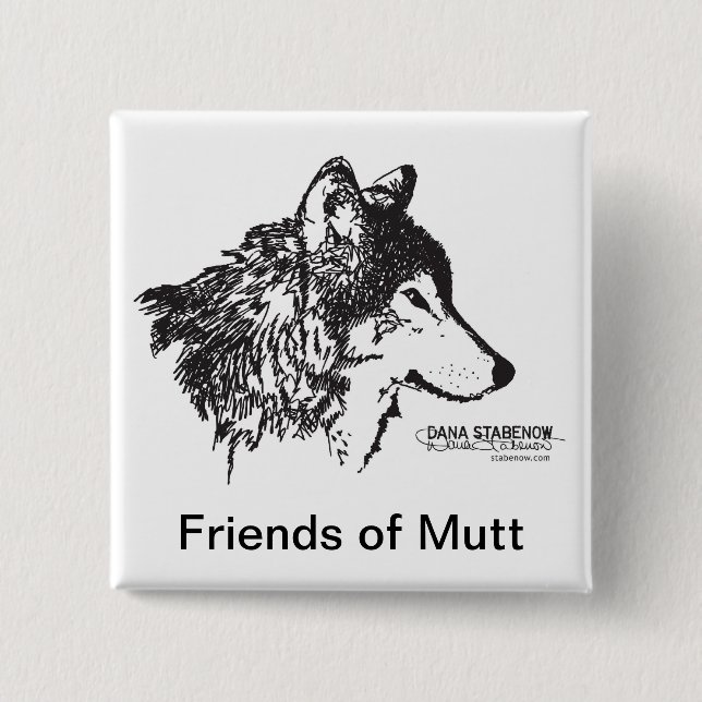 Badge Carré 5 Cm Amis de bouton de chien (Devant)