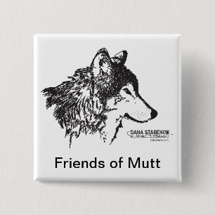 Badge Carré 5 Cm Amis de bouton de chien