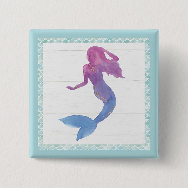 Badge Carré 5 Cm Amis de sirène III (Devant)