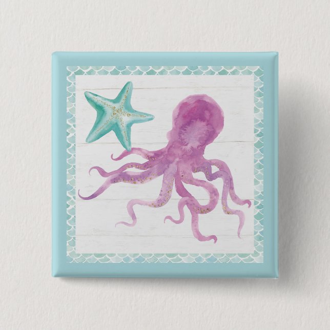 Badge Carré 5 Cm Amis de sirène V (Devant)