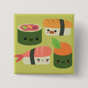 Badge Carré 5 Cm Amis de sushi