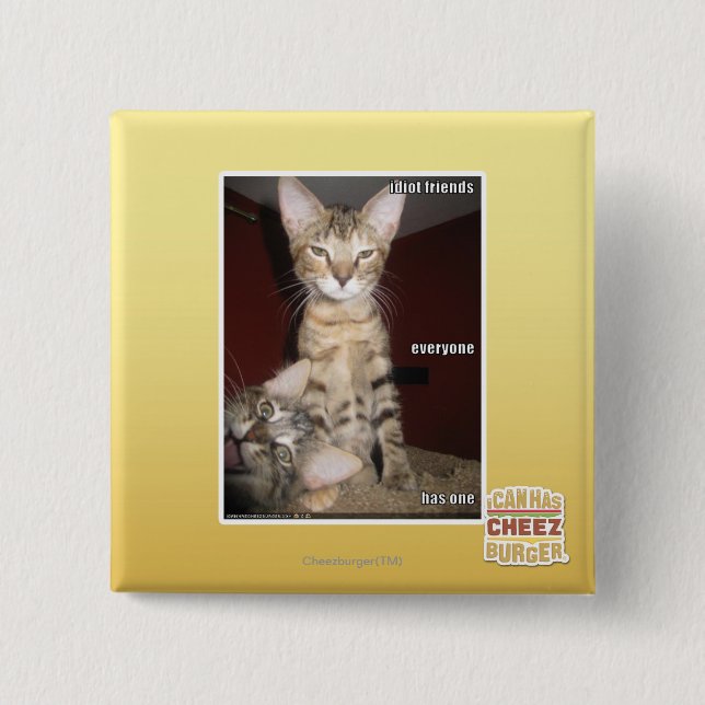 Badge Carré 5 Cm Amis d'idiot (Devant)