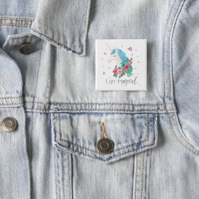 Badge Carré 5 Cm Amis magiques IV | Je Suis Magique (En situation)