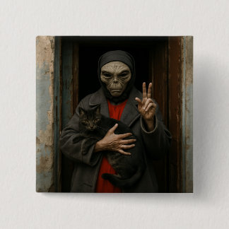 Badge Carré 5 Cm Amour Alien