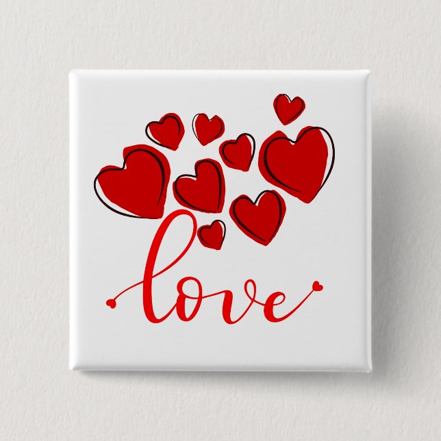 Badge Carré 5 Cm Amour - Coeurs (Devant)