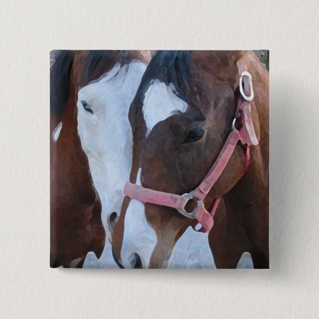Badge Carré 5 Cm Amour de cheval (Devant)