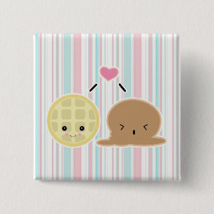 Badge Carré 5 Cm amour de gaufre et de glace