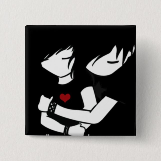 Badge Carré 5 Cm amour d'emo (Devant)