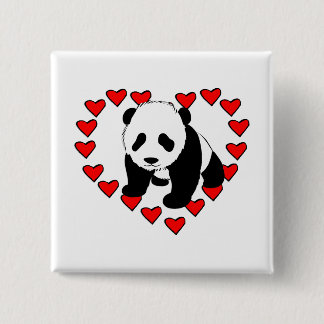 Badge Carré 5 Cm Amour d'ours panda
