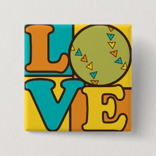 Badge Carré 5 Cm Amour du base-ball