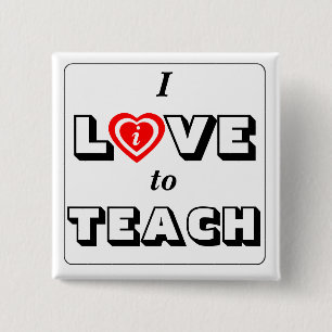 Badge Carré 5 Cm Amour enseignant dédié / Vivre pour enseigner la d