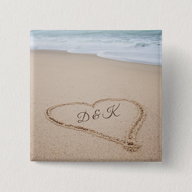 Badge Carré 5 Cm Amour I de plage du monogramme | (Devant)