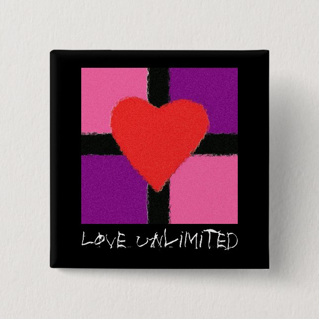 BADGE CARRÉ 5 CM AMOUR ILLIMITÉ (Devant)
