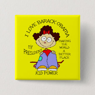 BADGE CARRÉ 5 CM AMOUR OBAMA D'ENFANTS