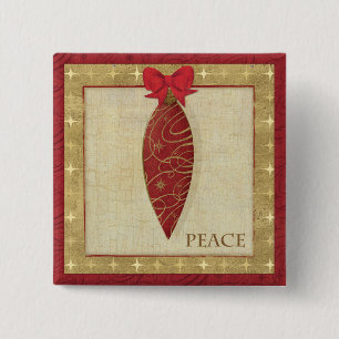 Badge Carré 5 Cm Amour rouge de décoration de Noël