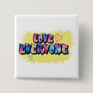 Badge Carré 5 Cm Amour Tout Le Monde Design Coloré