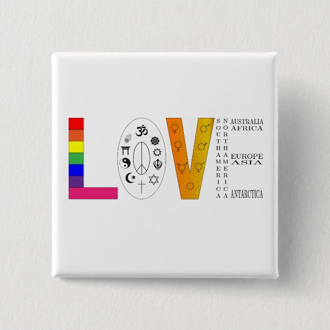 Badge Carré 5 Cm Amour universel (Devant)