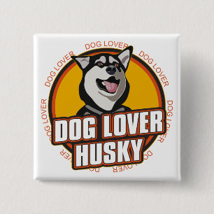 Badge Carré 5 Cm Amoureux des chiens enroué