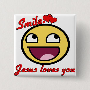 BADGE CARRÉ 5 CM AMOURS DE JÉSUS DE SOURIRE VOUS